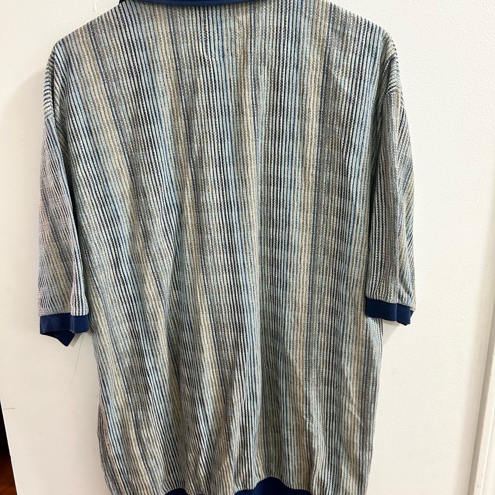 LD-Sport International Mens XLT Polo Shirt Vintage Striped Knit Blue Gray - Picture 3 of 3